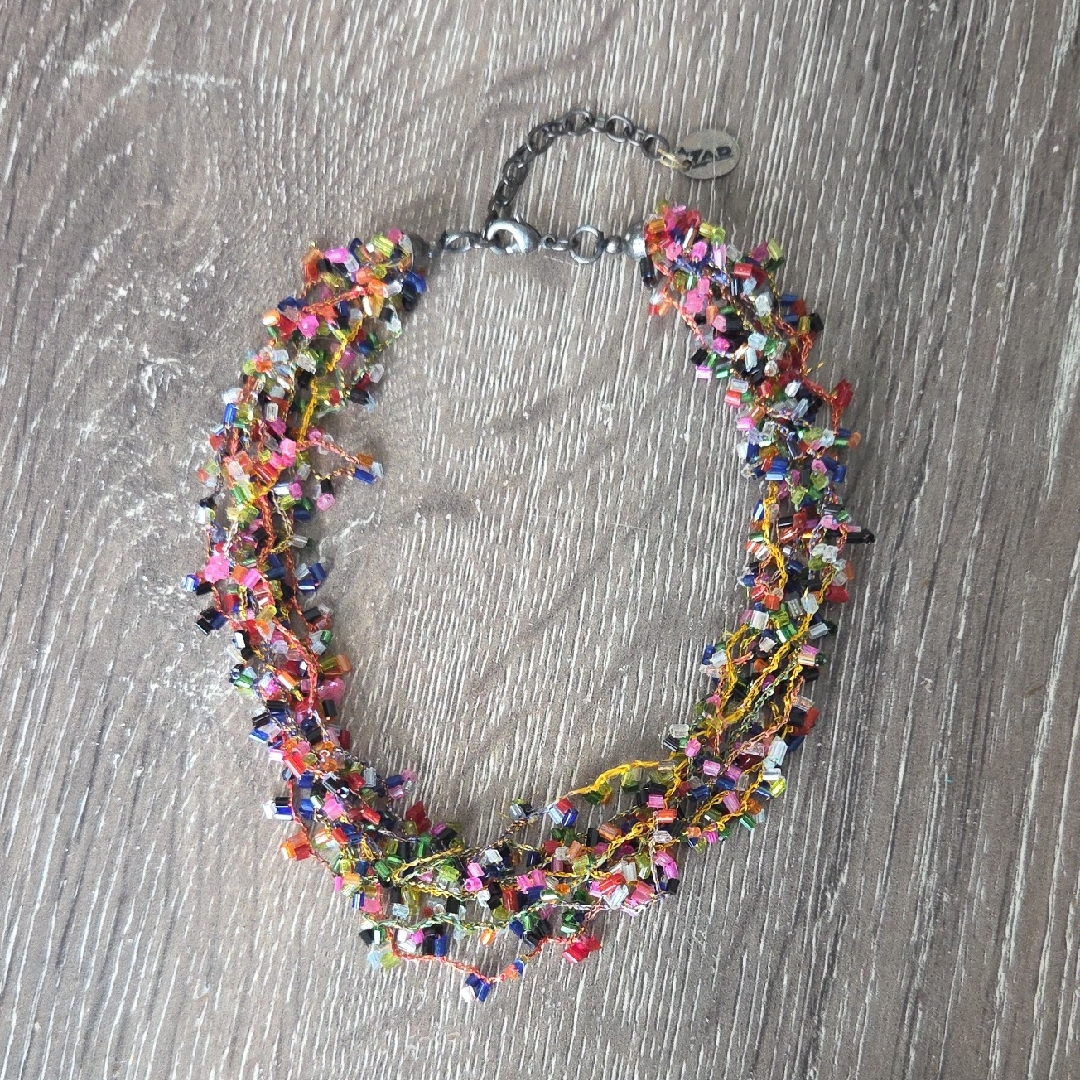 Vintage Zad Multi-Strand Colorful Beaded Choker Necklace